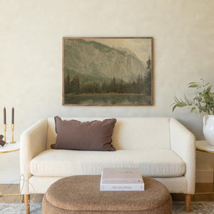 Lake and Mountains Painting | Framed Vintage Landscape Art | Large Wall Decor for Living Room | Mountain Wall Art For Entryway Decor | N101