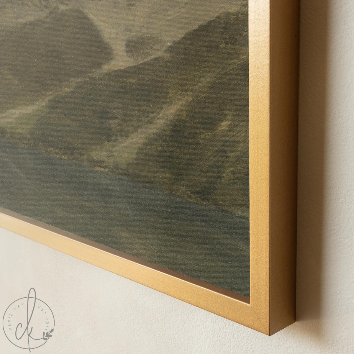 Mountain Landscape Wall Art | Framed Canvas Print | Lake Scene Vintage Art | Living Room Nature Decor | Earth Tone Home Art | N70