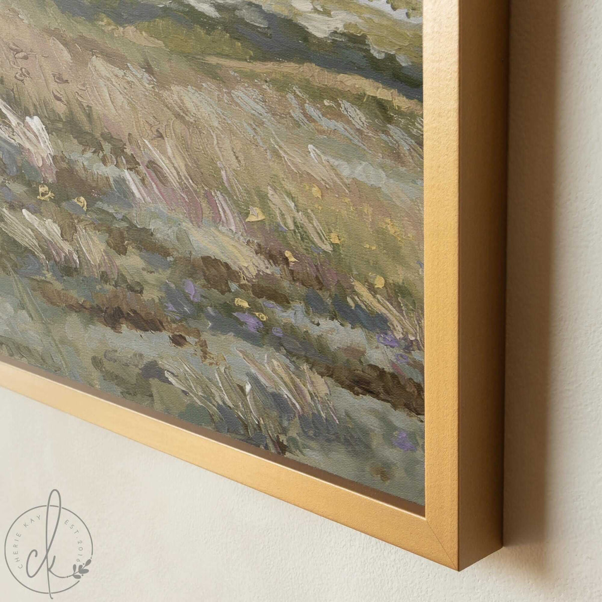 Abstract Watercolor Landscape Meadow Painting | Framed Canvas Art | Neutral Wall Art | Large Living Room Decor | N225