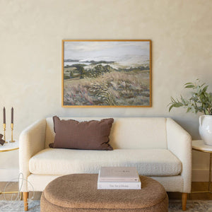 Abstract Watercolor Landscape Meadow Painting | Framed Canvas Art | Neutral Wall Art | Large Living Room Decor | N225