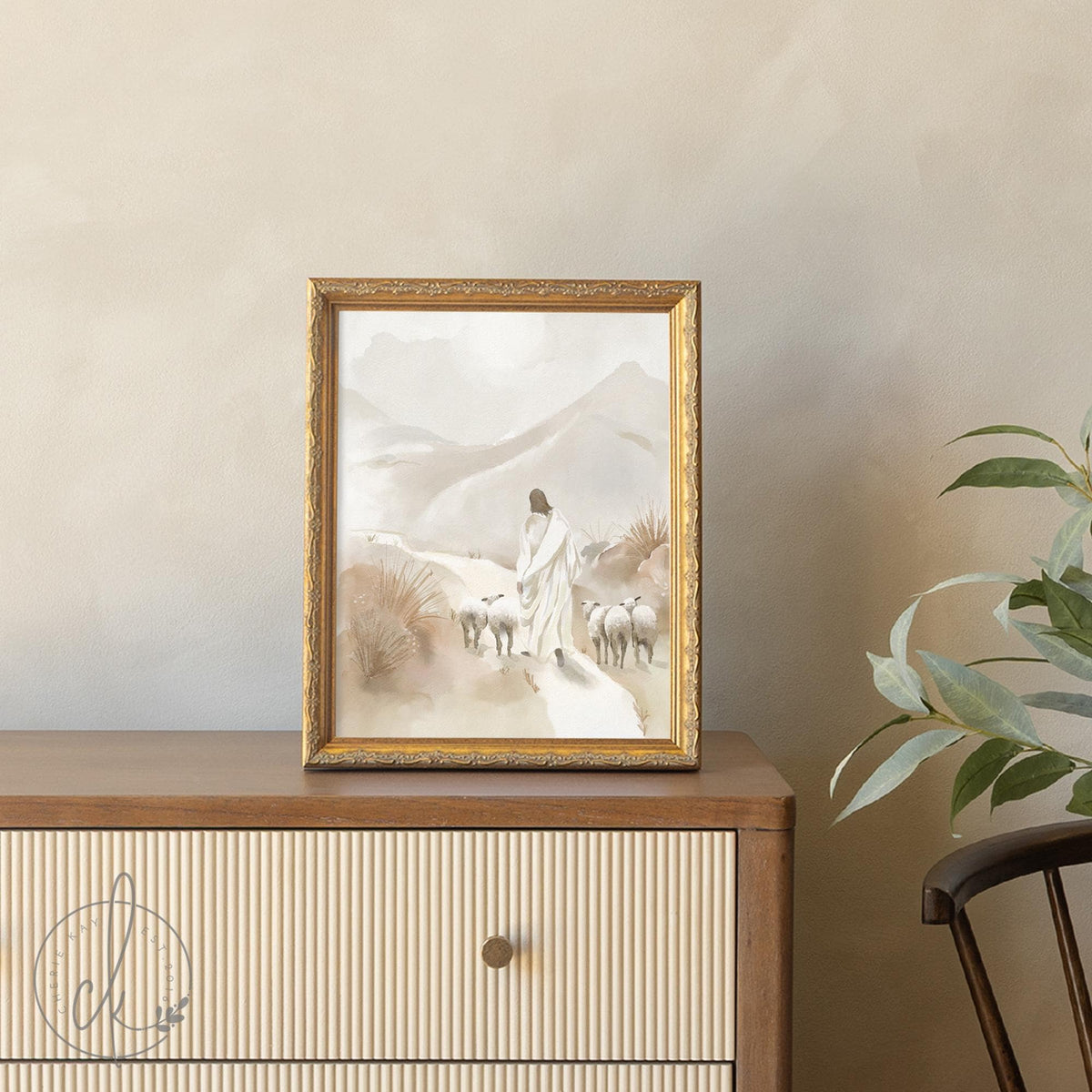 Jesus Painting Wall Decor | Christian Wall Art Framed | Jesus Shepherd Painting | Framed Jesus Art Print for Living Room | N32