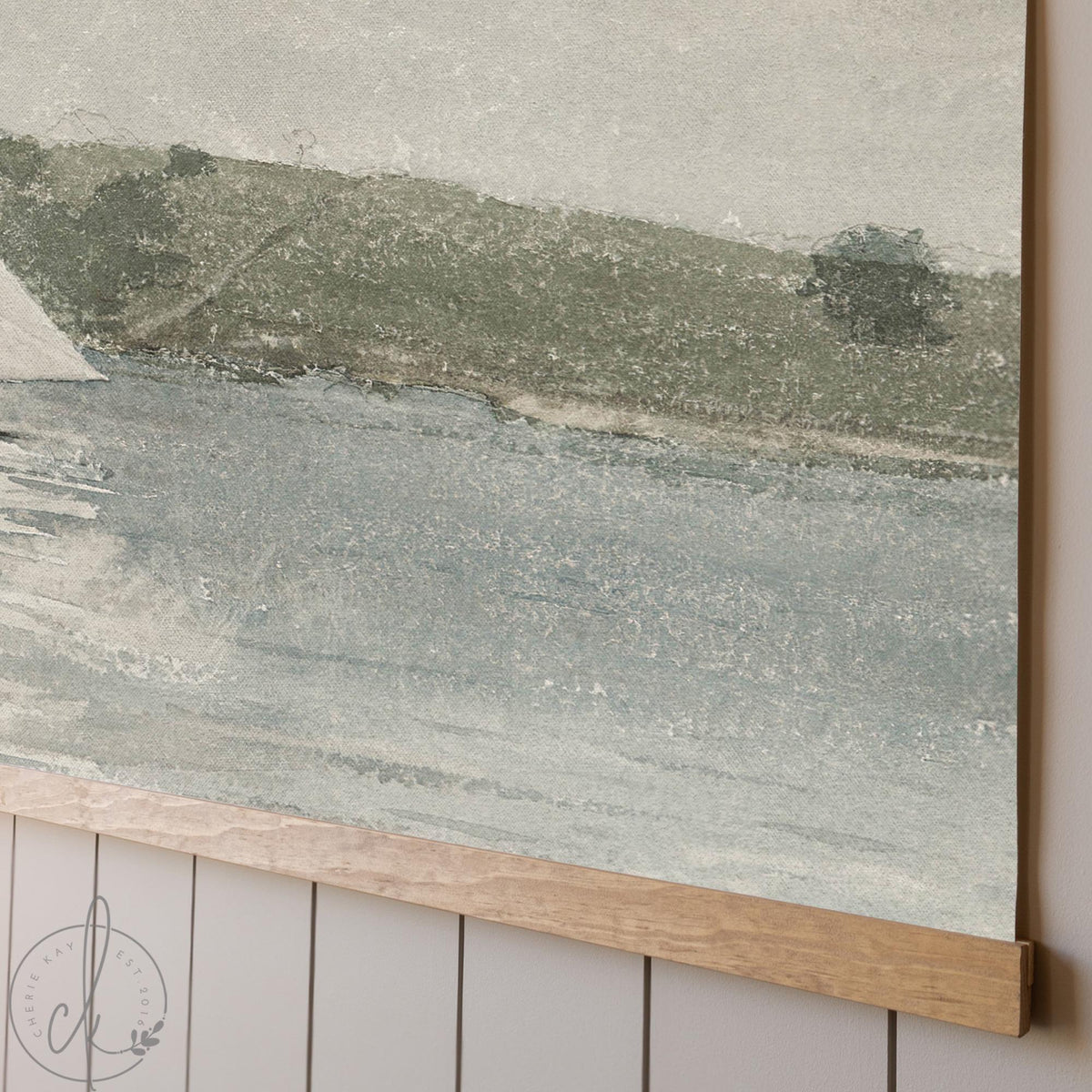Canvas Wall Art Ocean Sailboat | Coastal Decor Nautical Print | Inspirational Faith Wall Decor | Sage Green Watercolor Art | T75