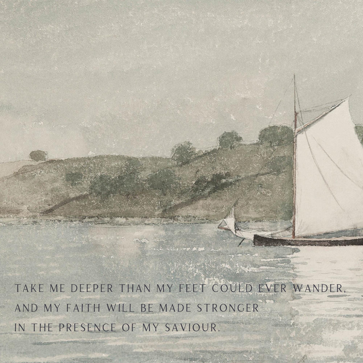 Canvas Wall Art Ocean Sailboat | Coastal Decor Nautical Print | Inspirational Faith Wall Decor | Sage Green Watercolor Art | T75