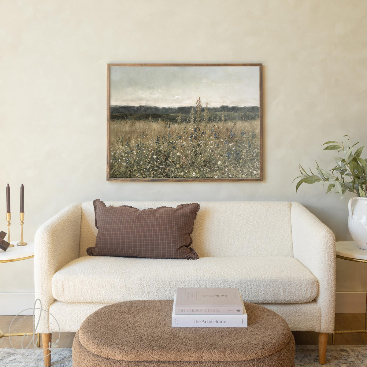 Framed Wildflower Wall Art | Nature Landscape Home Decor | Meadow Field Canvas Print | Living Room or Bedroom Decor | N117