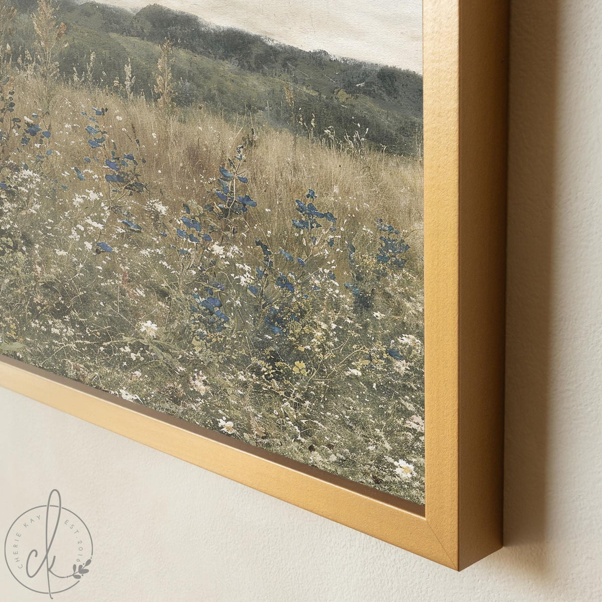 Framed Wildflower Wall Art | Nature Landscape Home Decor | Meadow Field Canvas Print | Living Room or Bedroom Decor | N117
