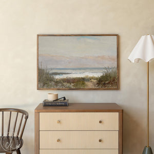 Framed Coastal Landscape Art | Beach Scene Wall Decor With Wooden Frame | Living Room Artwork | Large Ocean Painting | N67