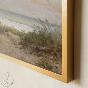 Framed Coastal Landscape Art | Beach Scene Wall Decor With Wooden Frame | Living Room Artwork | Large Ocean Painting | N67