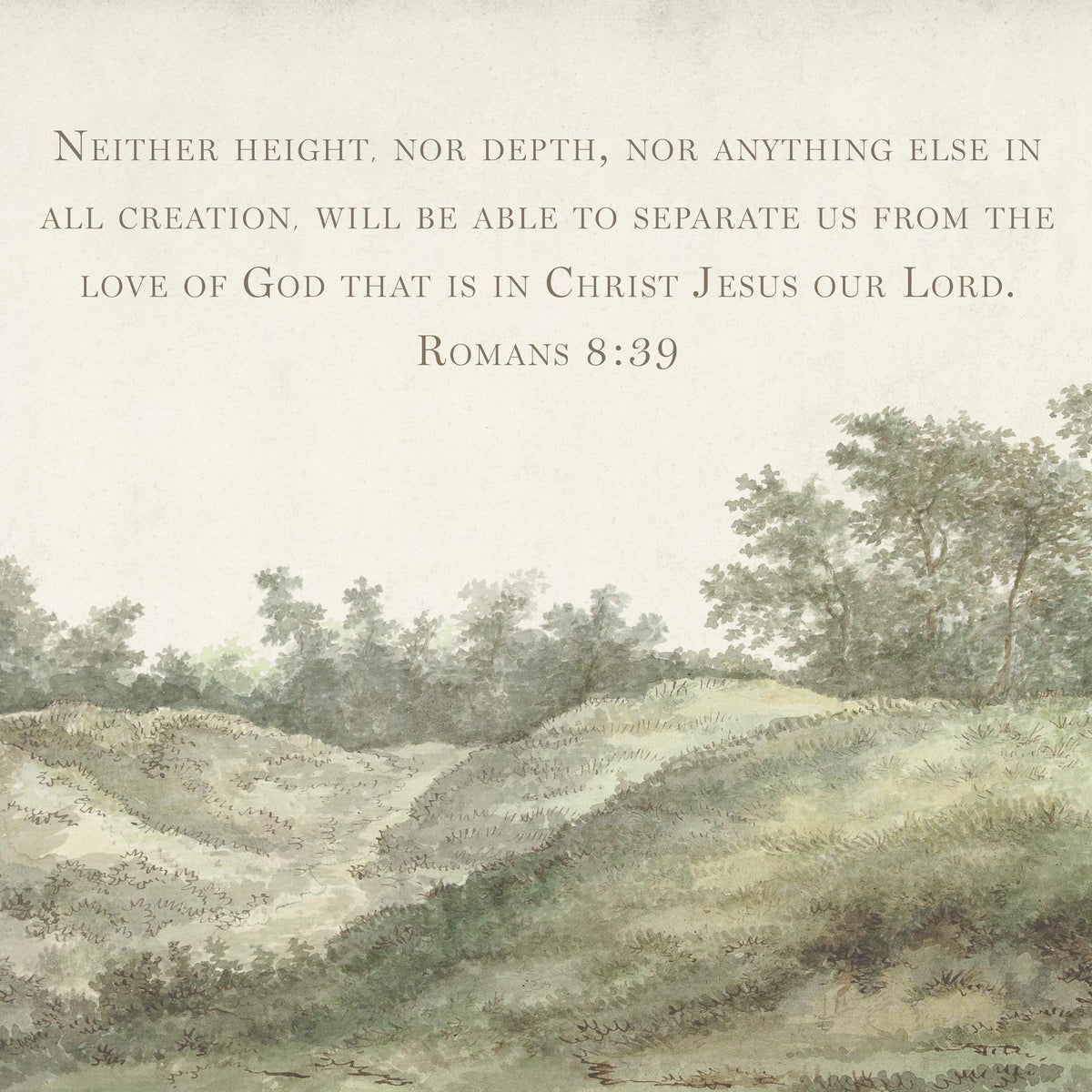 Scripture Wall Art | Romans 8:39 Bible Verse Print | Large Framed Landscape Painting | Christian Home Decor | Watercolor Nature Art | N85