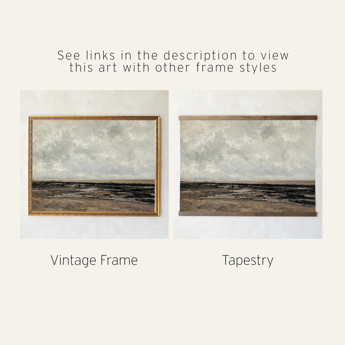 Coastal Wall Art Framed | Stormy Seascape Canvas Print | Large Ocean Painting | Moody Beach Artwork For Living Room | N243