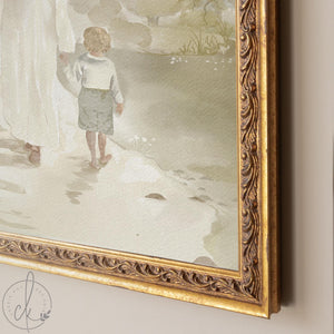 Christian Nursery Decor | Jesus Walking with Child Wall Art | Religious Baby Room Art Print | Faith Based Kids Room | Memorial Gift | N205