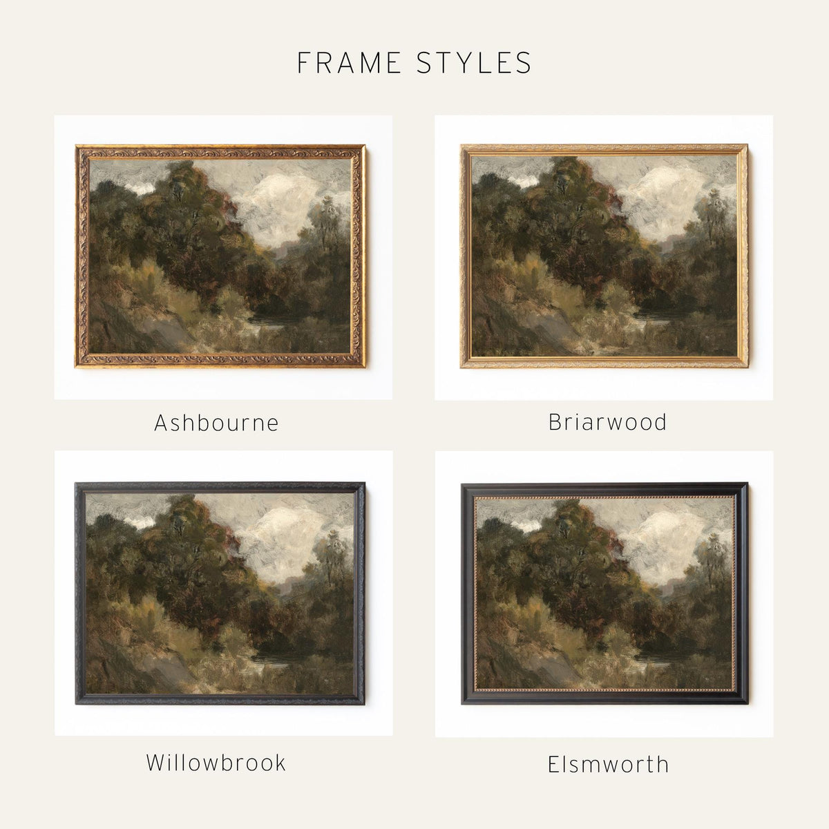 Impressionist Artwork | Large Vintage Landscape Wall Art | Framed Oil Painting for Living Room | Antique Entryway Wall Decor | N92