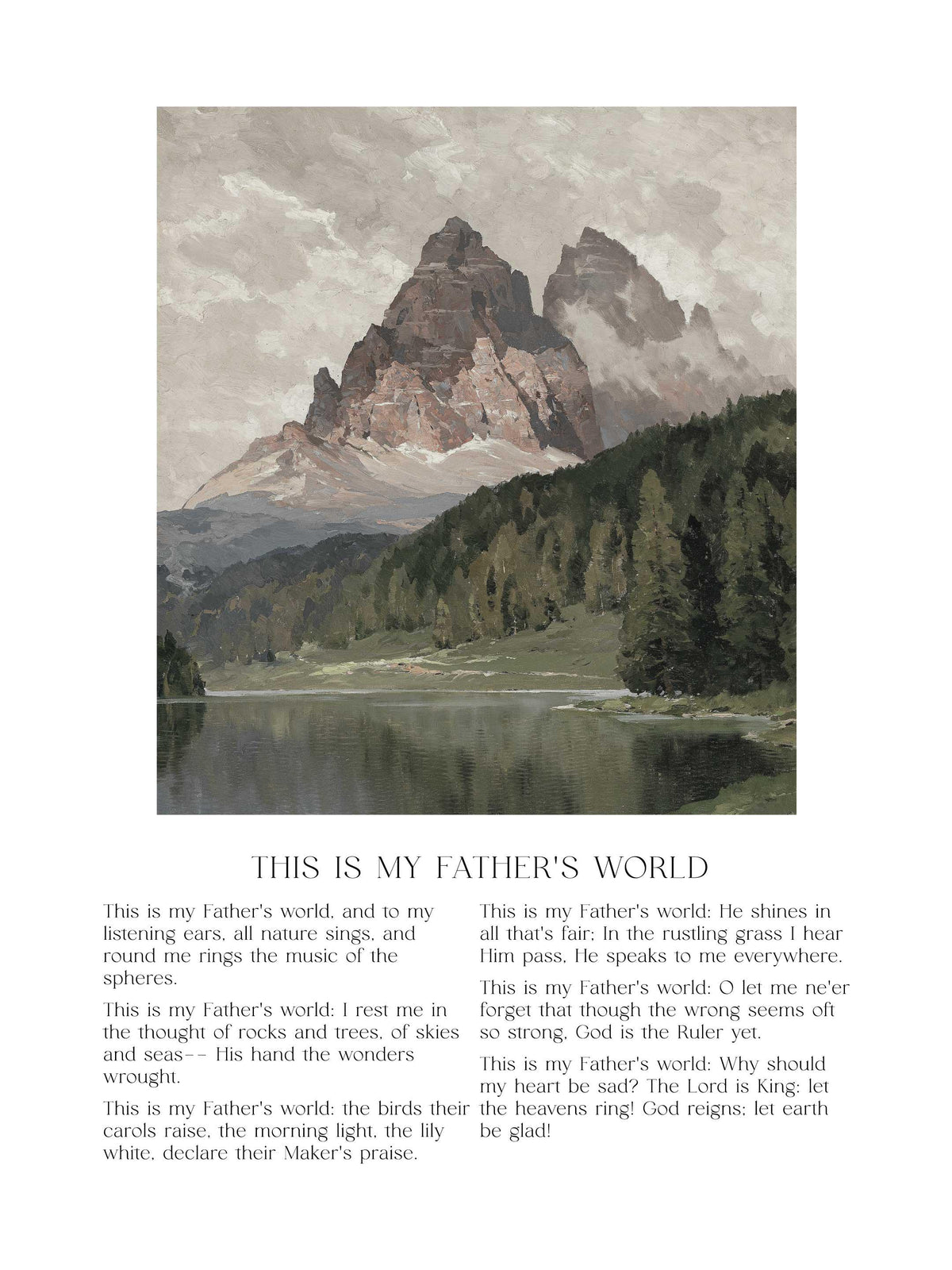 This Is My Fathers World Wall Art | Christian Wall Art Landscape | Large Mountain Framed Wall Art | Inspirational Home Decor | N244