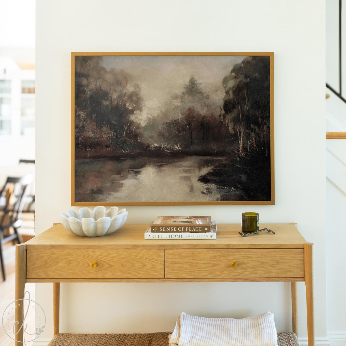 Moody Autumn Trees Painting | Large Wall Art for Living Room | Fall Landscape Canvas | Nature Wall Art | Framed Autumn Forest Decor | N245