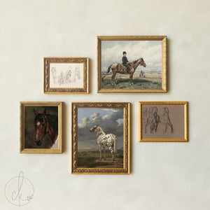 Equestrian Wall Art Collection | Framed Horse Gallery Wall | Vintage Horse Art Prints | Classic Nursery Wall Decor | G30