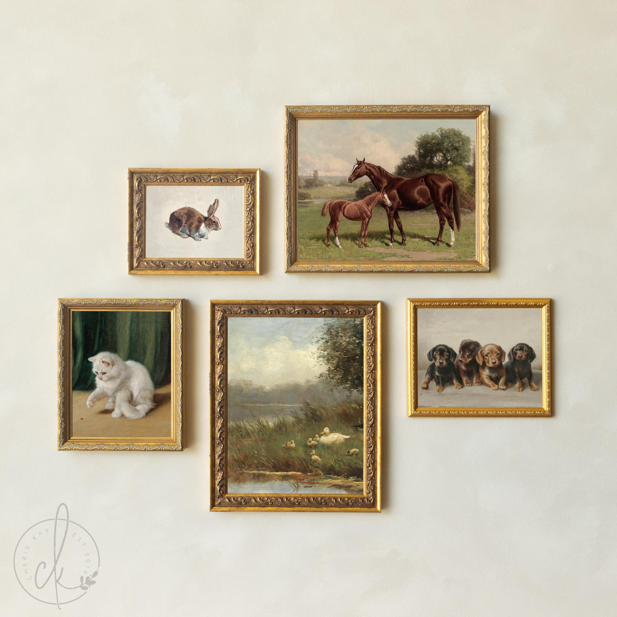 Nursery Gallery Wall | Vintage Animal Prints | Framed Art | G3