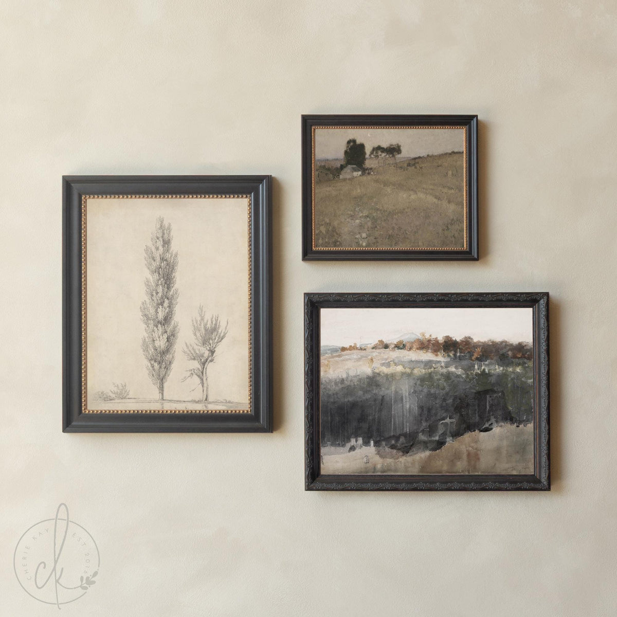 Antique Style Wall Art | Gold Framed Gallery Wall Set | Floral and Landscape Home Decor | G40