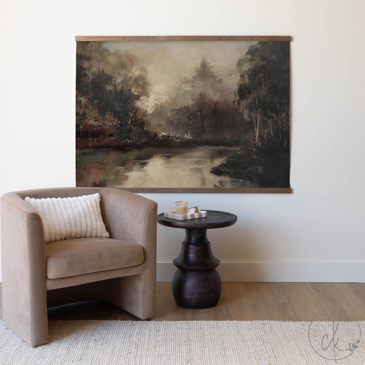 Moody Autumn Forest Painting | Large Wall Art for Living Room | Large Landscape Canvas Print | Fall Landscape Art | Nature Wall Art | T85