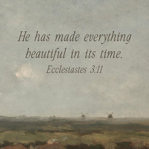 Bible Verse Wall Art | Ecclesiastes 3:11 Canvas Tapestry | Vintage Landscape Christian Decor | T88