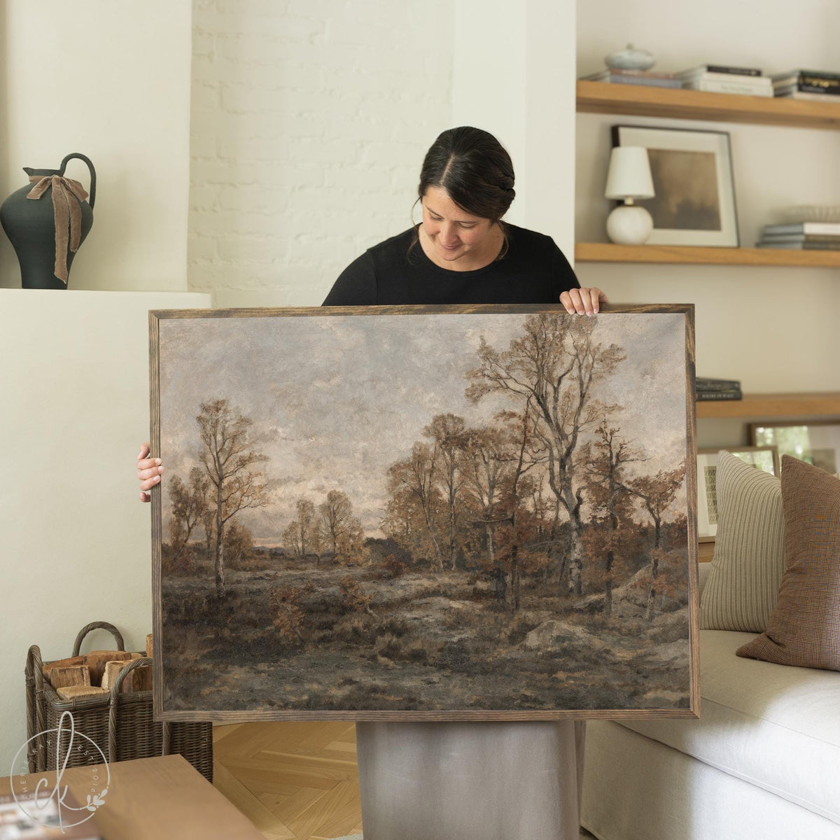 Vintage Autumn Painting | Landscape Painting | Large Framed Wall Art | Fall Landscape Art for Living Room | N230