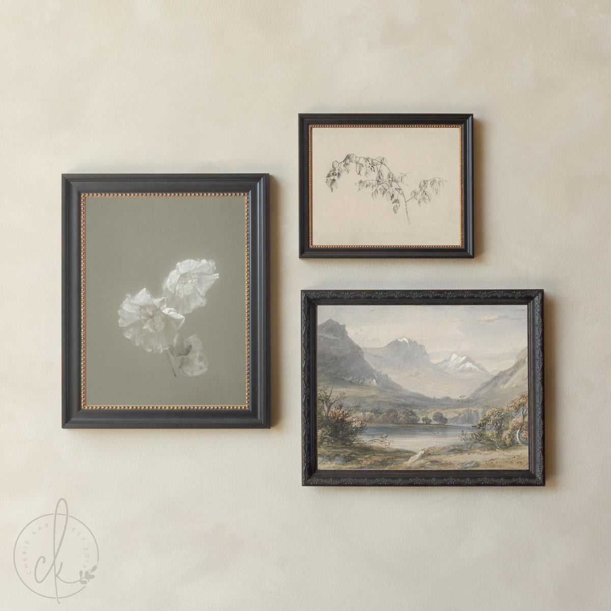 Living Room Wall Art | Framed Gallery Set | Vintage Landscape and Botanical Decor | G42