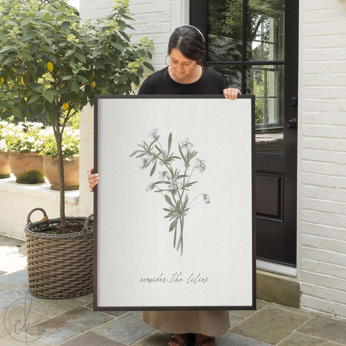 Consider the Lilies Wall Art | Scripture Wall Art with Bible Verse | Floral Botanical Christian Wall Decor | Large Entryway Artwork | N239