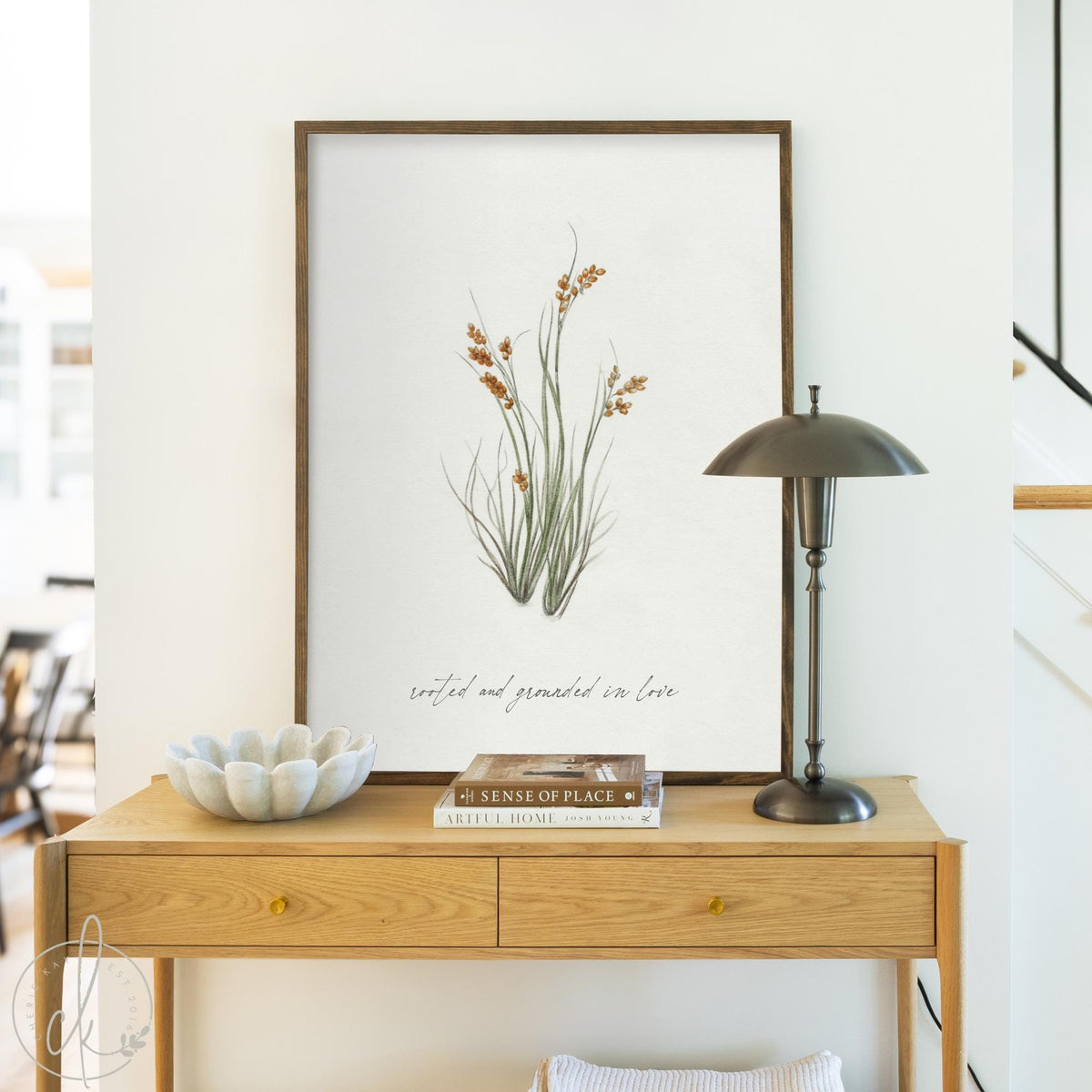 Wildflower Wall Art | Scripture Wall Art with Ephesians 3:17 | Large Framed Botanical Wall Decor | Inspirational Christian Home Decor | N240