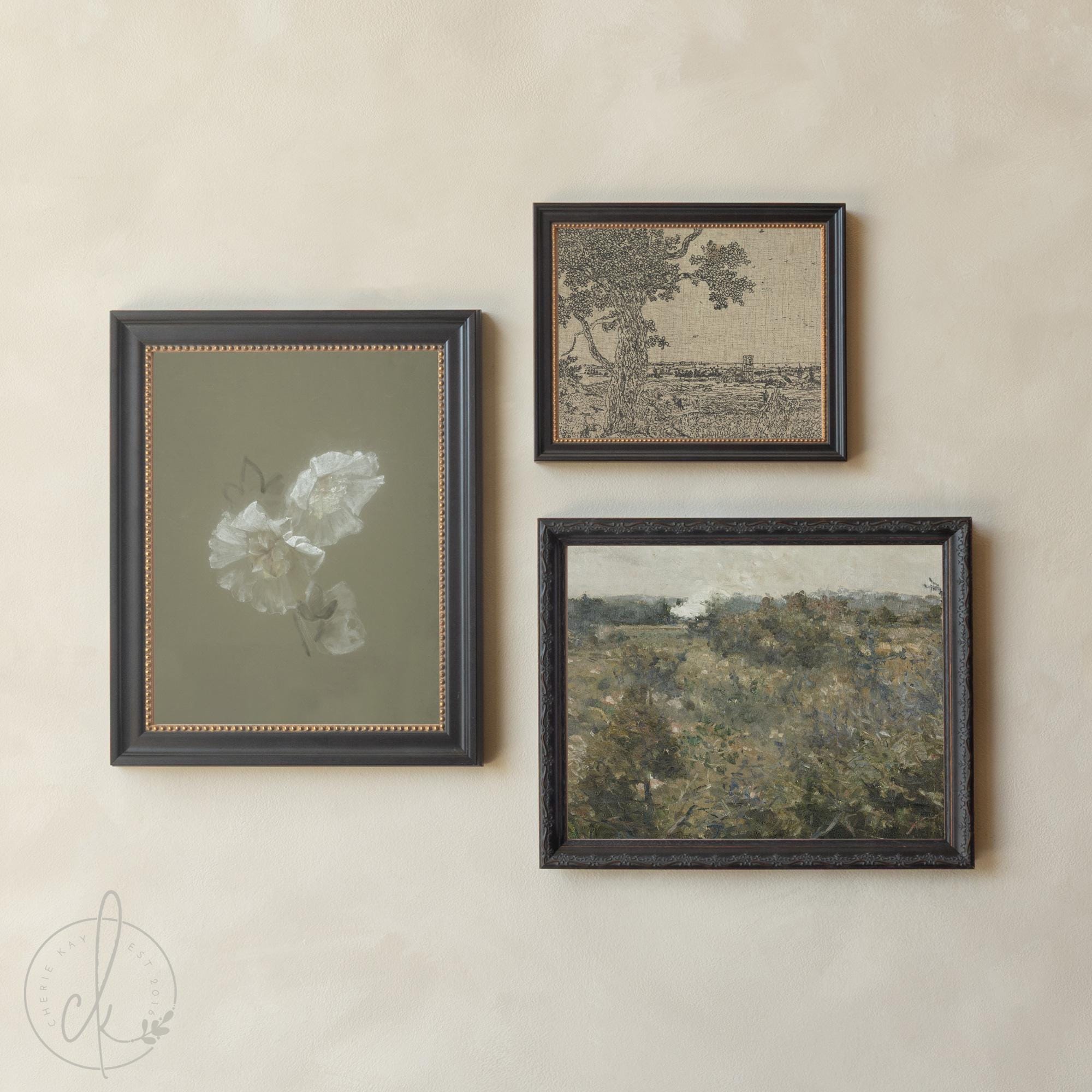 Vintage Botanical & Landscape Gallery Wall Frame Set
