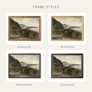 Mountain Landscape Painting | Large Framed Landscape Art | Vintage Mountain Wall Decor | Entryway & Living Room Wall Art | N91