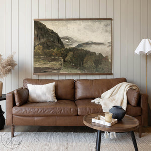 Large Mountain Wall Art | Canvas Mountain Wall Art for Living Room | Moody Landscape Wall Decor | Extra Large Wall Art | T79