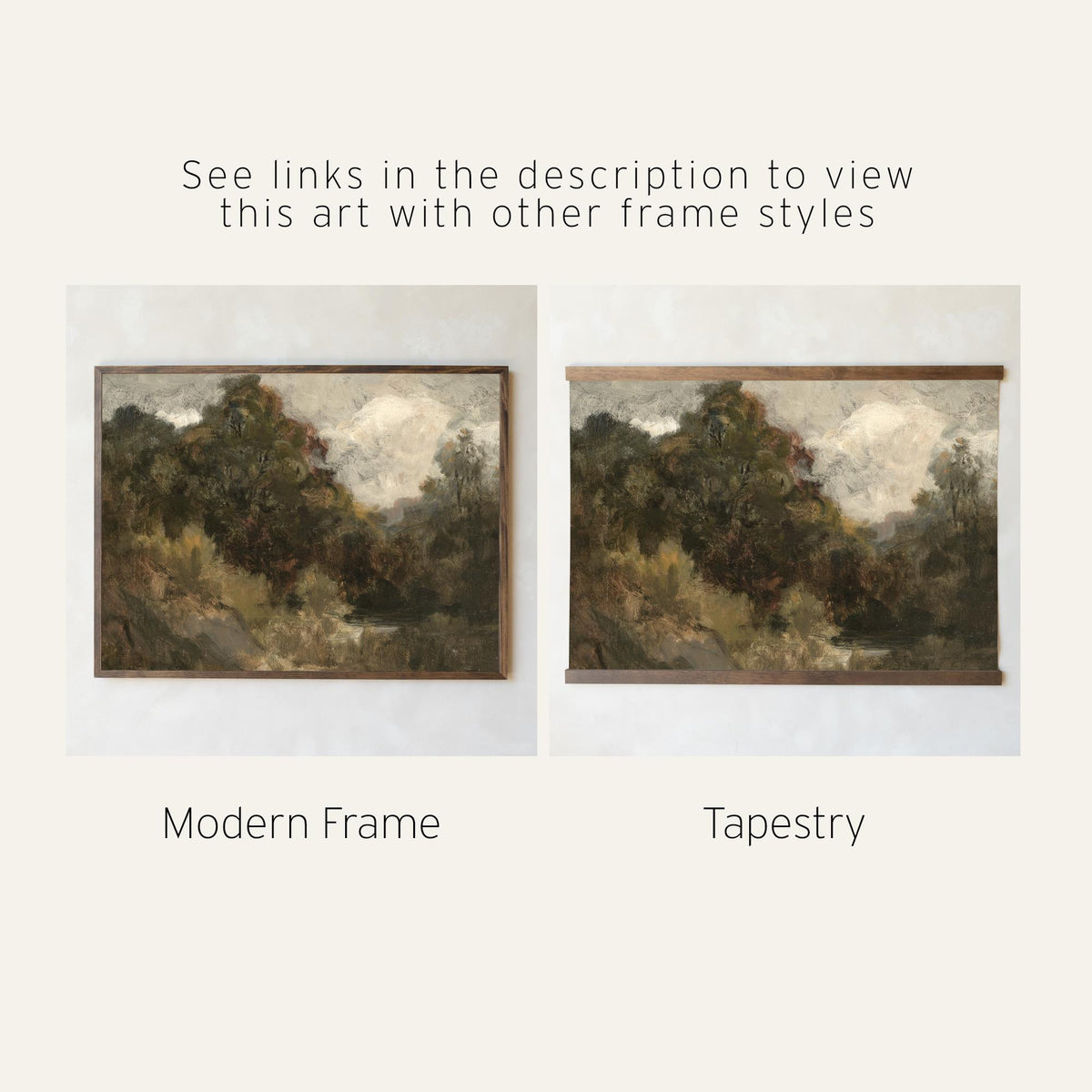 Impressionist Artwork | Large Vintage Landscape Wall Art | Framed Oil Painting for Living Room | Antique Entryway Wall Decor | N92