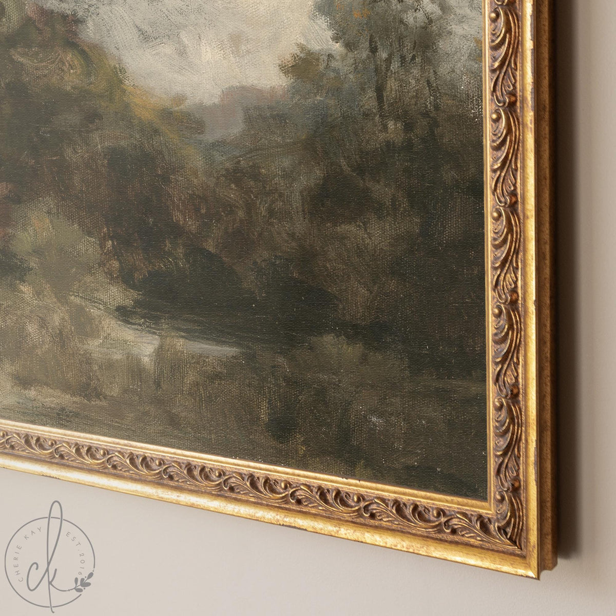 Impressionist Artwork | Large Vintage Landscape Wall Art | Framed Oil Painting for Living Room | Antique Entryway Wall Decor | N92
