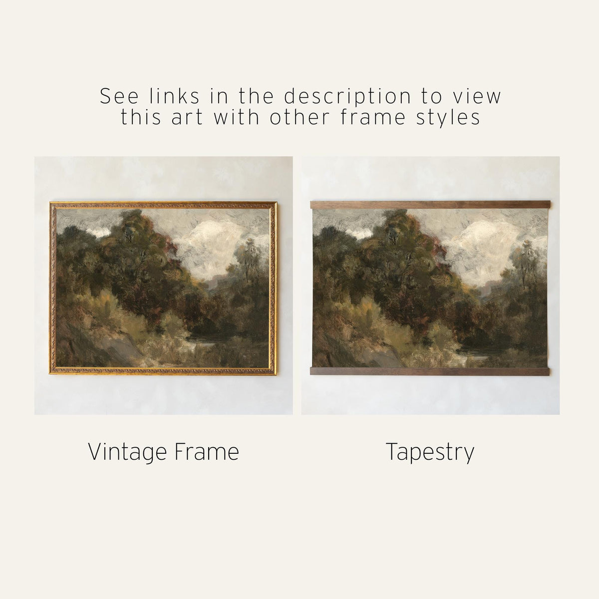 Moody Landscape Painting | Neutral Landscape Wall Art | Large Framed Art | Earth Tone Wall Decor | Framed Landscape for Living Room | N92