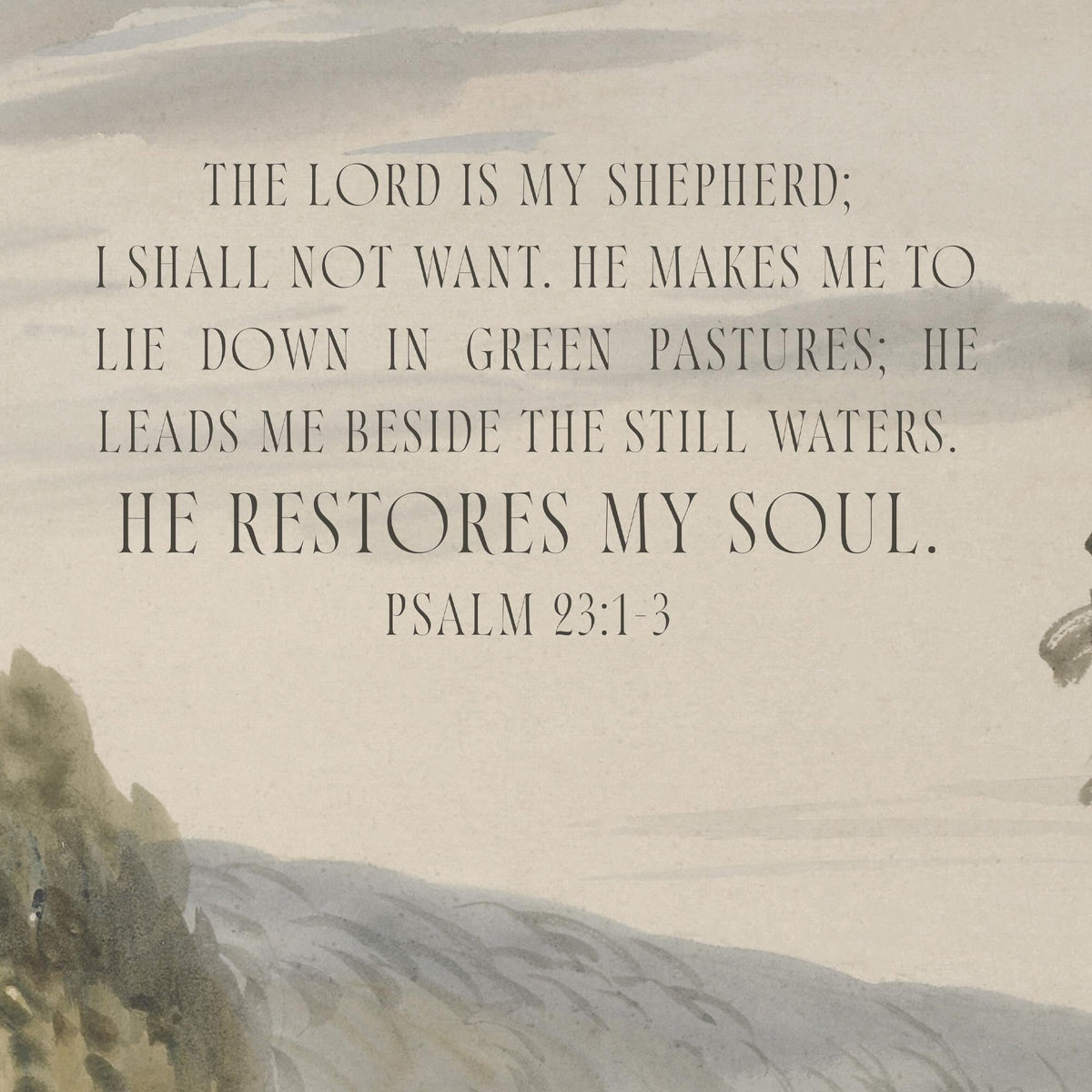 Psalm 23 Wall Art | Large Landscape Wall Art with Scripture | Christian Wall Decor | Framed Bible Verse | Living Room &amp; Bedroom Art | N96