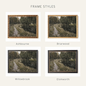 Framed Landscape Painting | Vintage Gold Frame Wall Art | Nature River Scene Wall Decor | N221