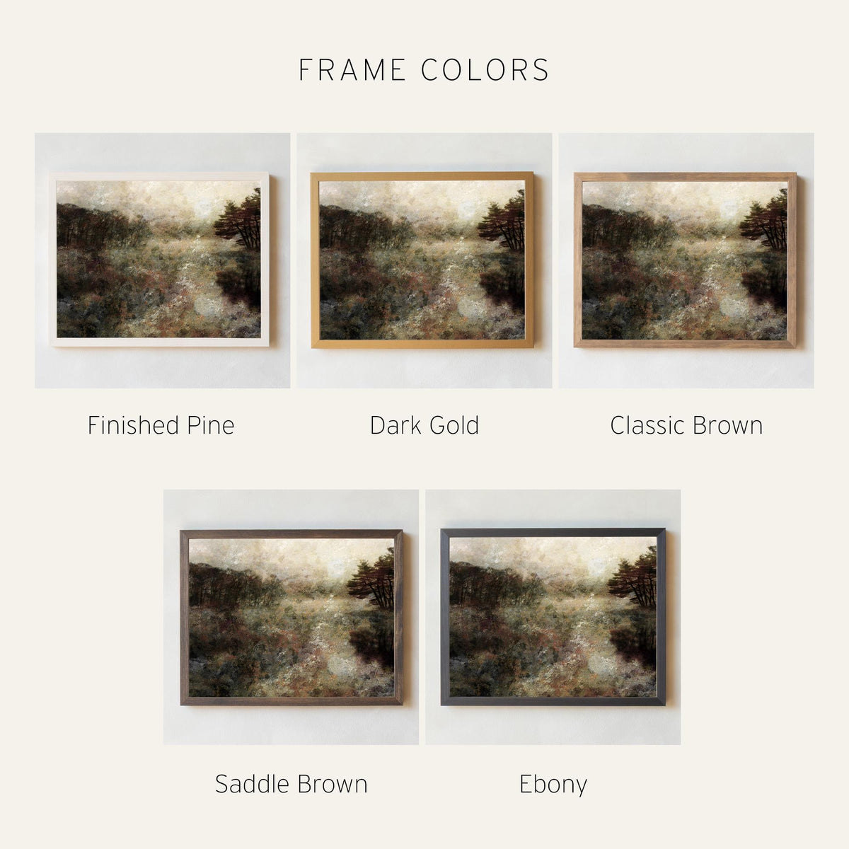 Abstract Field Painting | Wildflower Field Landscape Art | Earth Tone Wall Decor | Large Framed Canvas | Neutral Nature Artwork | N246