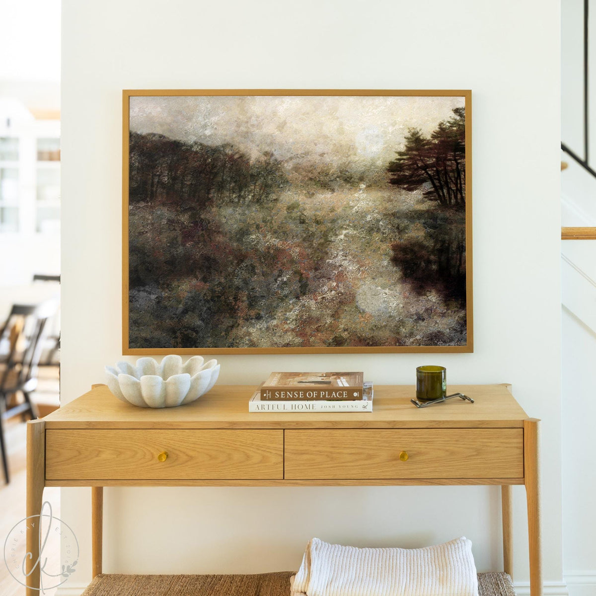 Abstract Field Painting | Wildflower Field Landscape Art | Earth Tone Wall Decor | Large Framed Canvas | Neutral Nature Artwork | N246