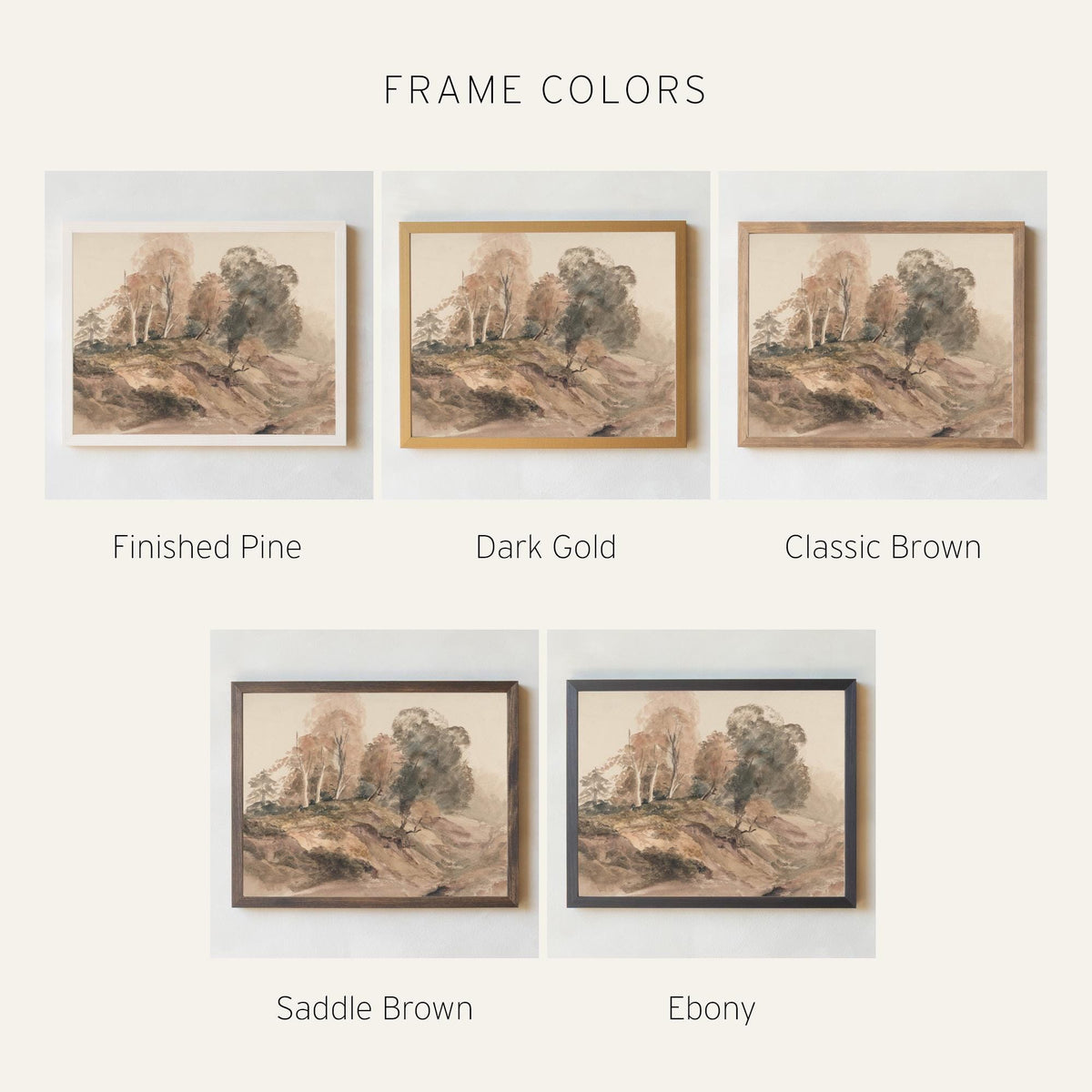 Autumn Trees Artwork | Fall Trees Painting | Autumn Wall Art with Natural Wood Frame | Fall Foliage Wall Art for Living Room | N116