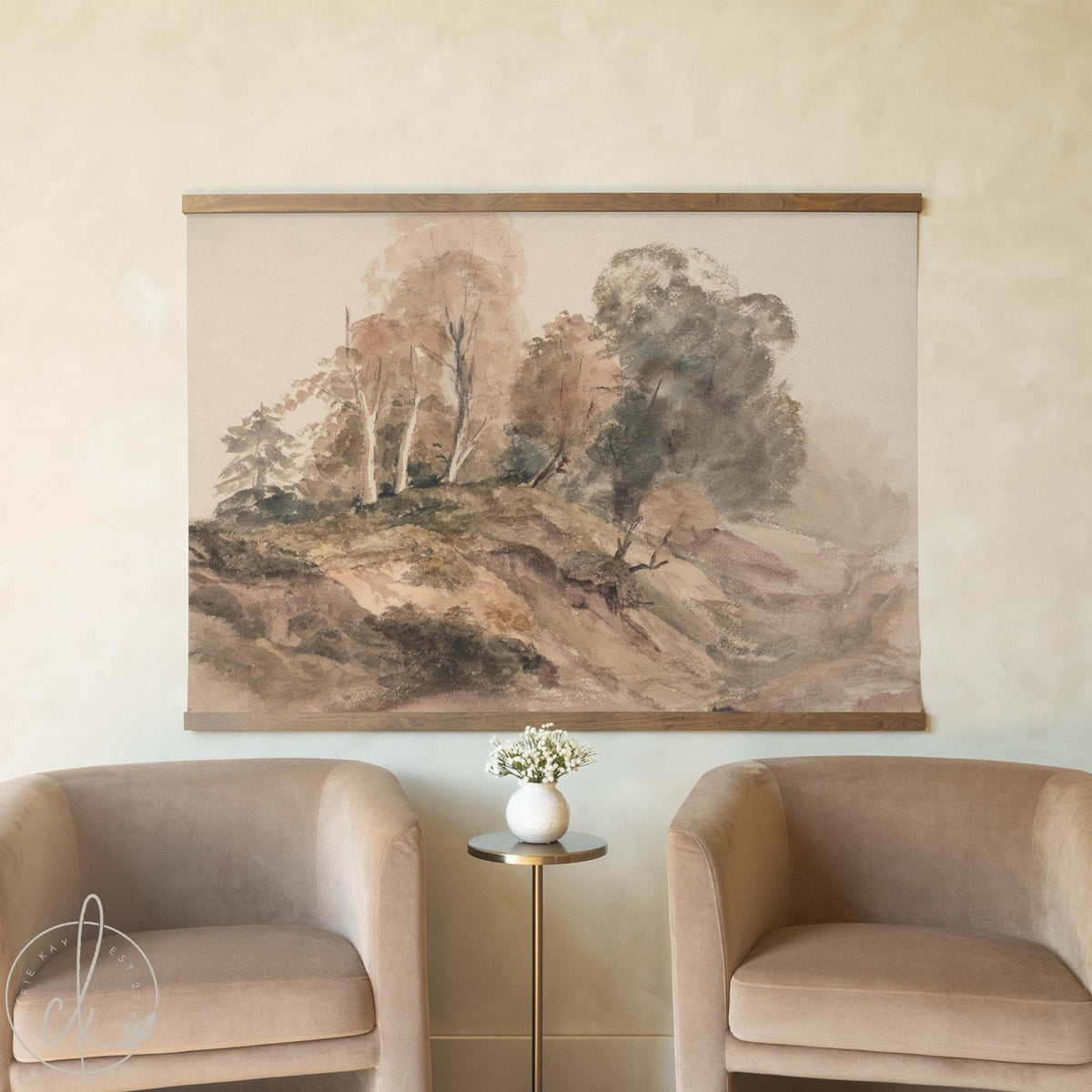 Autumn Landscape Painting | Fall Canvas Wall Art | Large Fall Wall Art | Earth Tone Nature Decor | Canvas Tapestry for Home Decor | T83