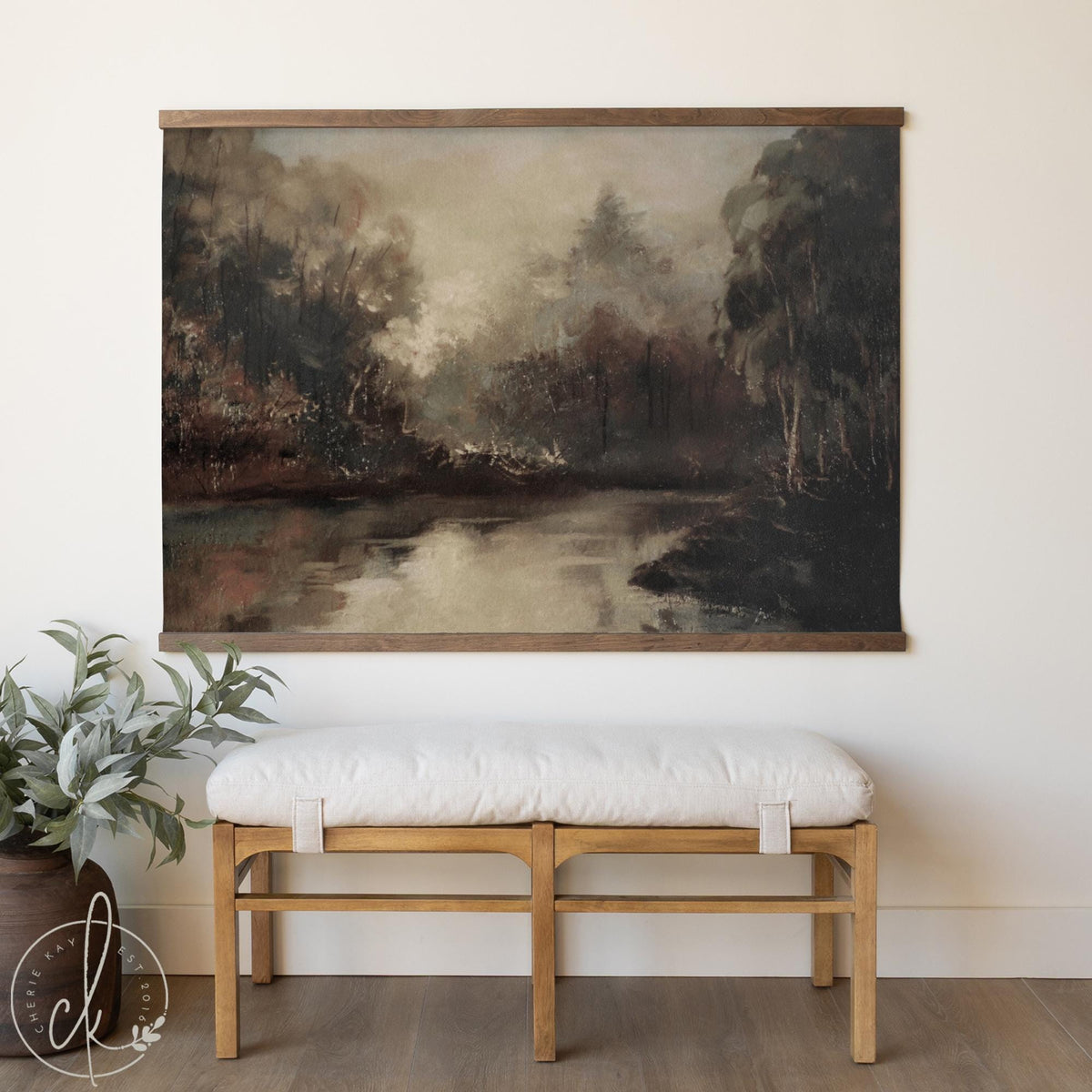 Moody Autumn Forest Painting | Large Wall Art for Living Room | Large Landscape Canvas Print | Fall Landscape Art | Nature Wall Art | T85