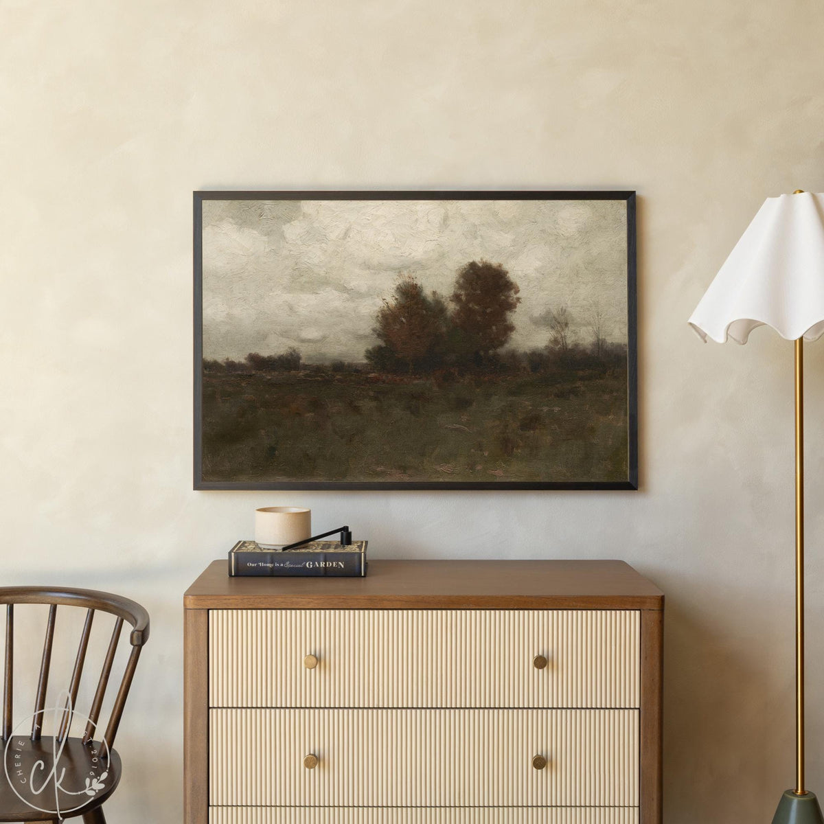 Moody Landscape Art | Large Autumn Wall Art | Framed Landscape Painting | Nature Oil Artwork for Living Room Decor | Vintage Wall Art | N68