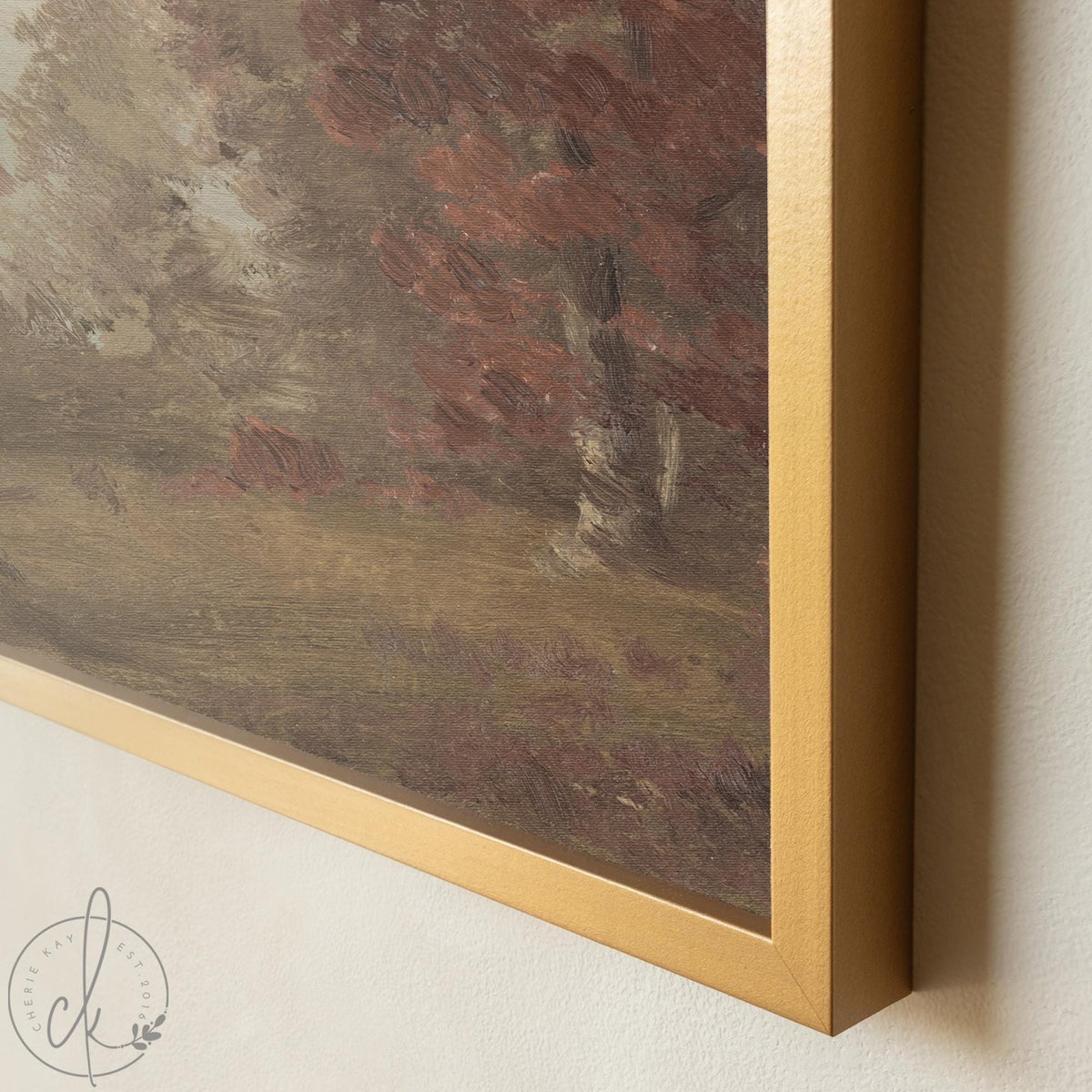 Autumn Wall Art | Landscape Painting with Trees and Lake | Large Framed Nature Wall Decor | Fall Landscape Painting for Living Room | N237