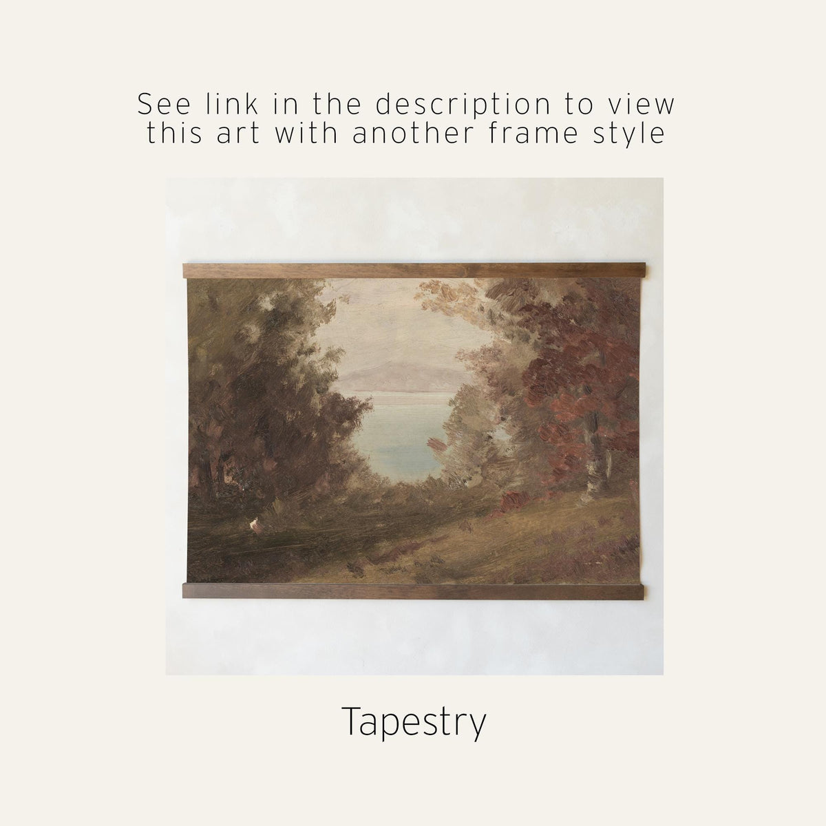 Autumn Wall Art | Landscape Painting with Trees and Lake | Large Framed Nature Wall Decor | Fall Landscape Painting for Living Room | N237