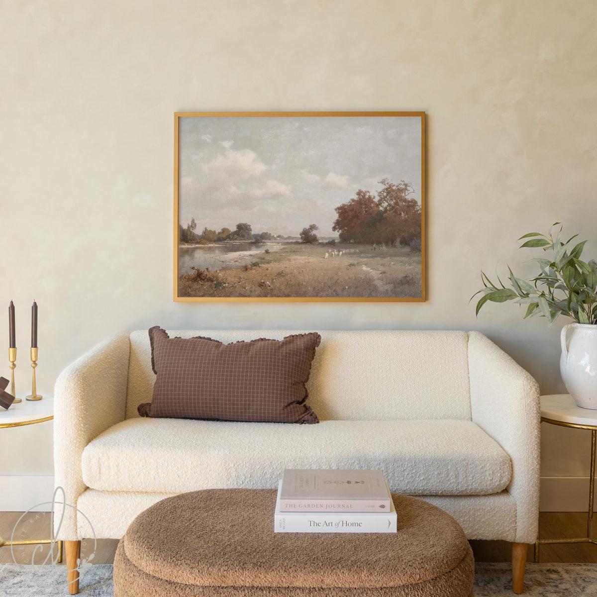 Fall Landscape Painting | Autumn Countryside Wall Art | Vintage Landscape Canvas | Large Framed Nature Artwork | Entryway Wall Decor | N232