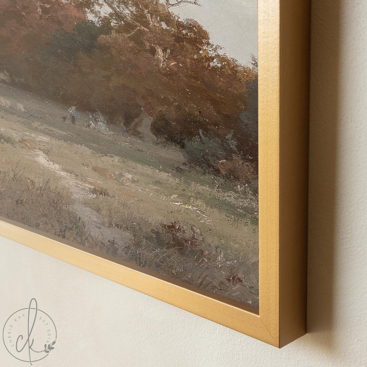 Fall Landscape Painting | Autumn Countryside Wall Art | Vintage Landscape Canvas | Large Framed Nature Artwork | Entryway Wall Decor | N232