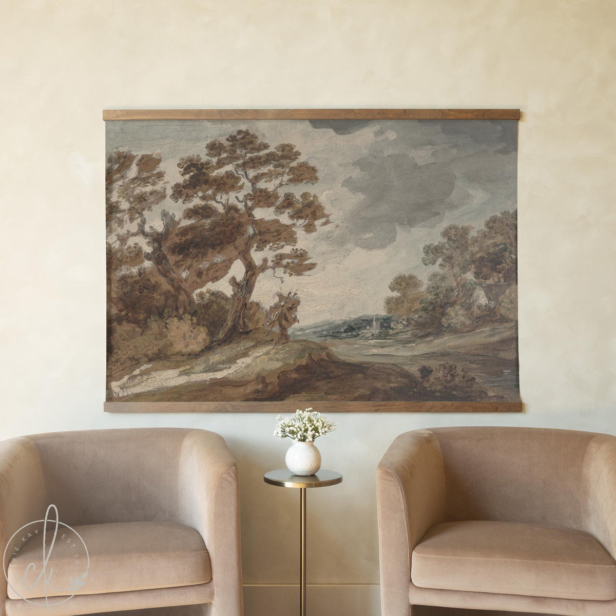 Vintage Fall Painting | Autumn Landscape Painting Large Wall Art | Thanksgiving Wall Decor | Canvas Wall Hanging | Harvest Wall Art | T89