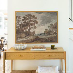 Autumn Landscape Painting | Fall Trees Painting with Natural Wood Frame | Autumn Canvas Wall Art | Fall Wall Decor for Living Room | N231