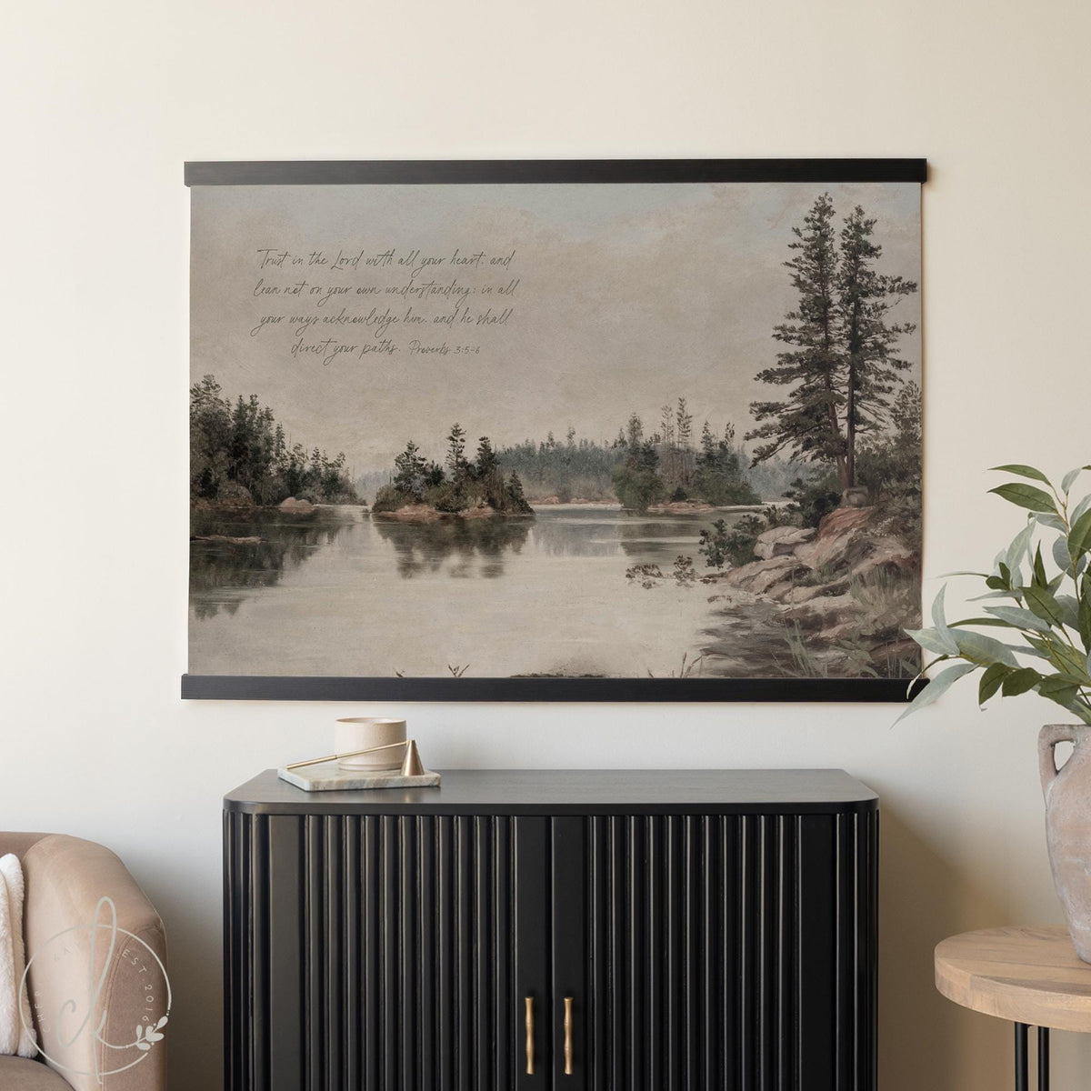Christian Home Decor | Bible Verse Wall Art with Proverbs 3:5-6 | Large Canvas Wall Art | Christian Wall Art for Living Room | T92