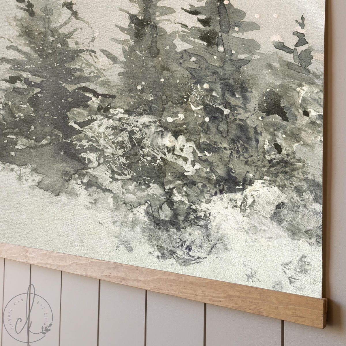 Christmas Wall Art | Large Winter Wall Art | Christmas Tree Canvas Hanging | Holiday Snowy Forest Wall Decor | Nature Canvas Print | T97