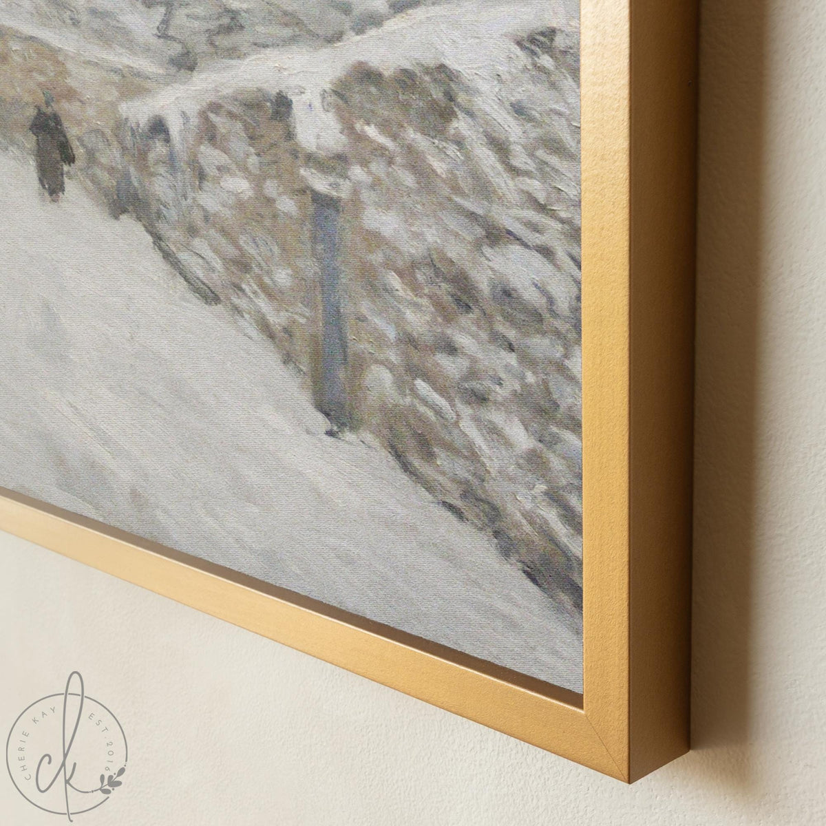 Winter Wall Art | Large Framed Canvas Wall Hanging | Christmas Wall Decor | Gold Frame Landscape Painting | Extra Large Wall Decor | N43