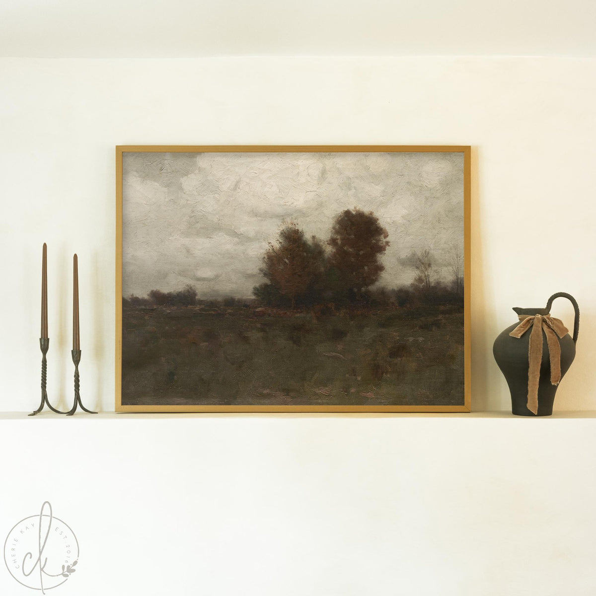 Moody Landscape Art | Large Autumn Wall Art | Framed Landscape Painting | Nature Oil Artwork for Living Room Decor | Vintage Wall Art | N68